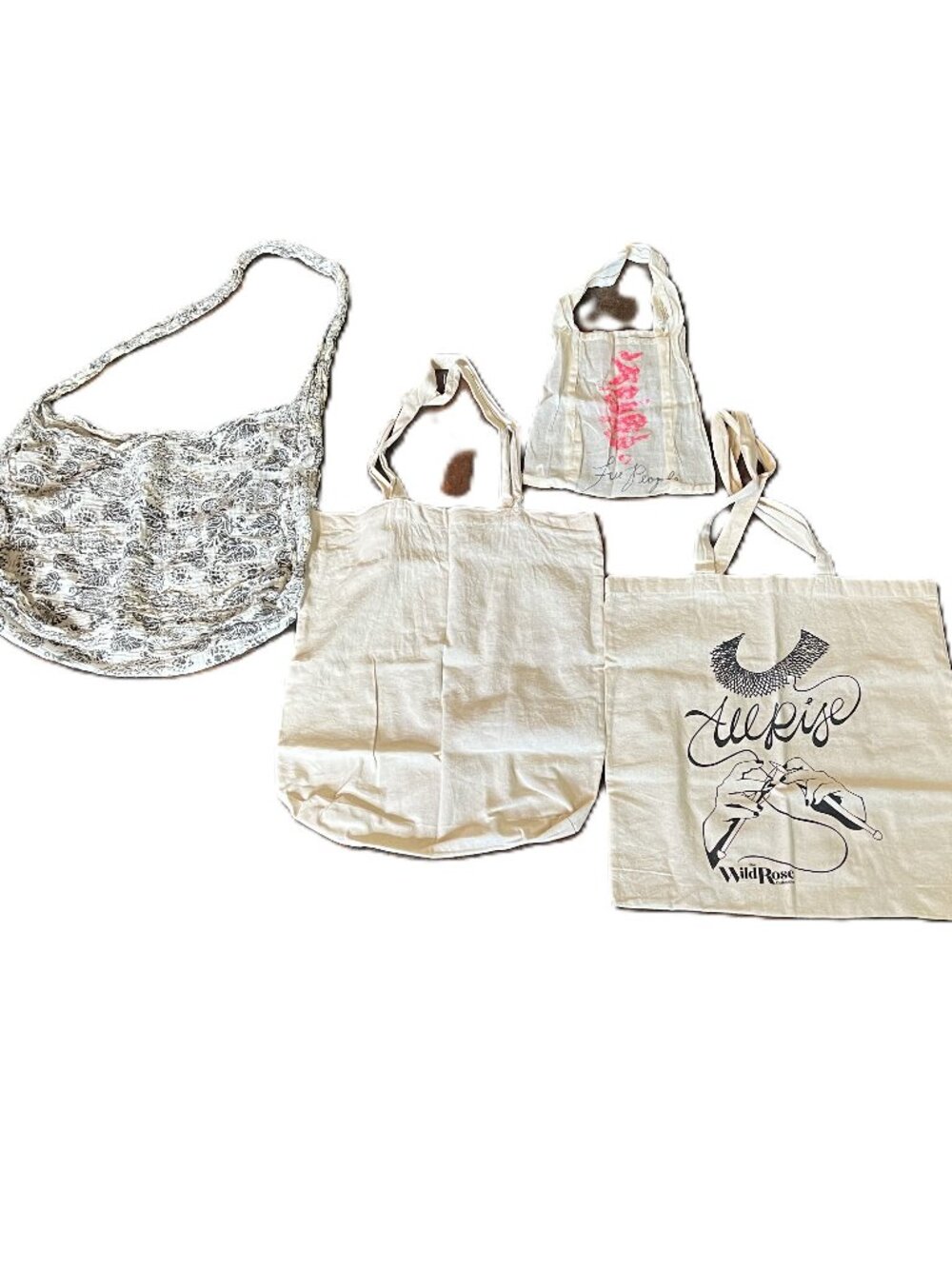 Lot of 4 Hobo Shopping Totes/Reusable Bags: Plain, Free People (2) & All Rise